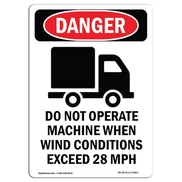 Signmission OSHA Danger Sign, Do Not Operate Machine, 5in X 3.5in Decal, 3.5" W, 5" H, Portrait OS-DS-D-35-V-1863 - main